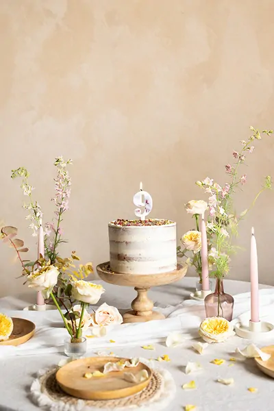 Svíčka dortová číslo 9 s okvětními lístky