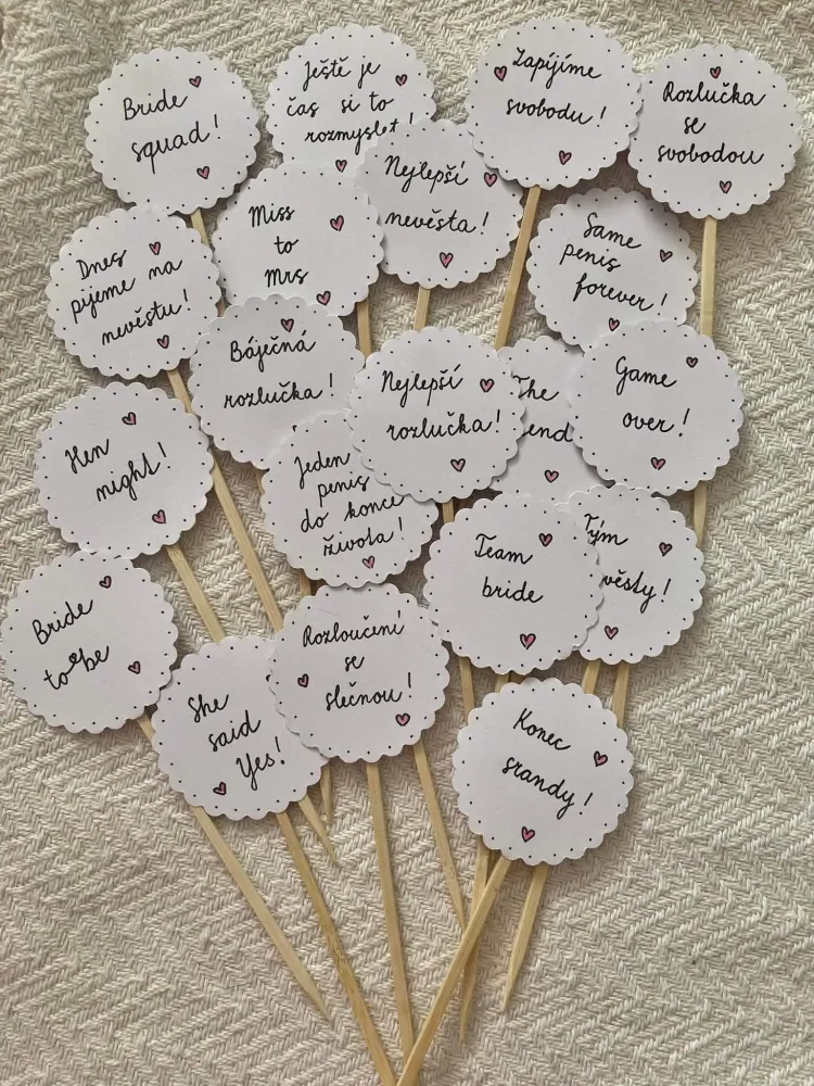 Handmade originální napichovátka Rozlučka se svobodou 20ks