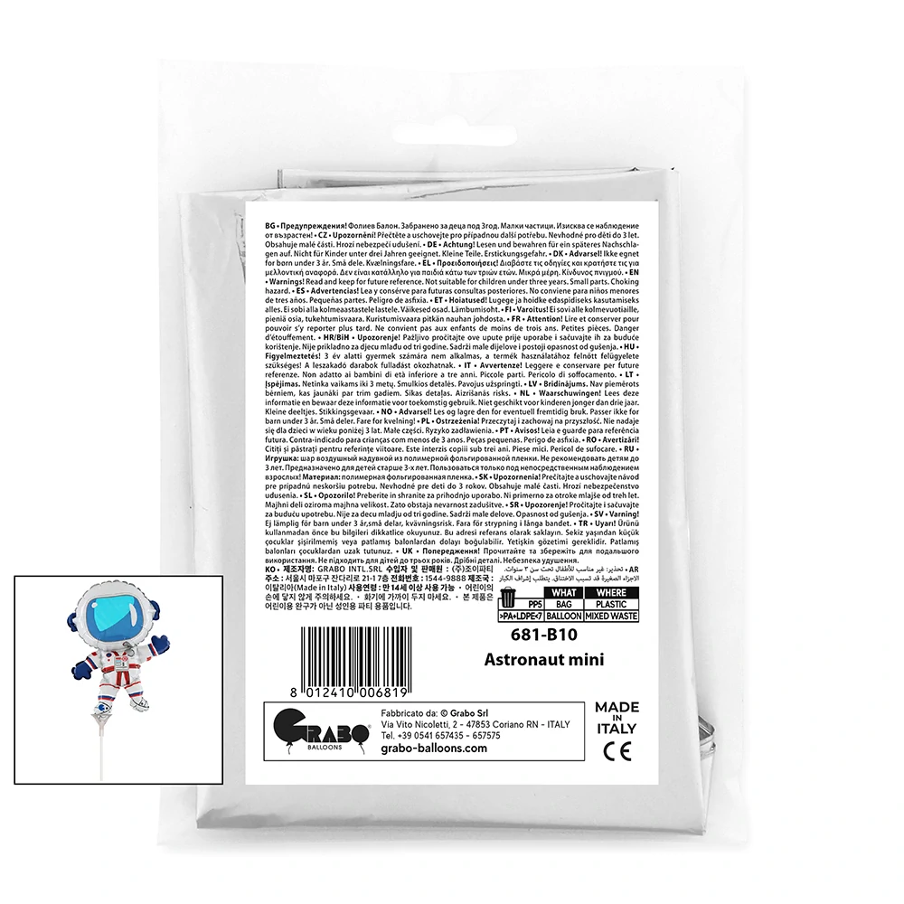 Foliový balonek MINI Kosmonaut 35 cm