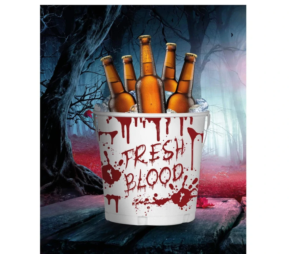 Kovový kyblík krvavé otisky 23cm