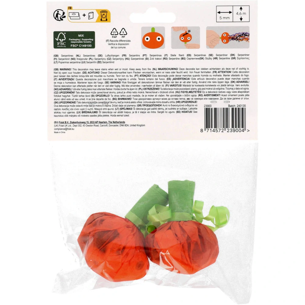 Halloweenské házecí serpentiny - dýně 2 ks