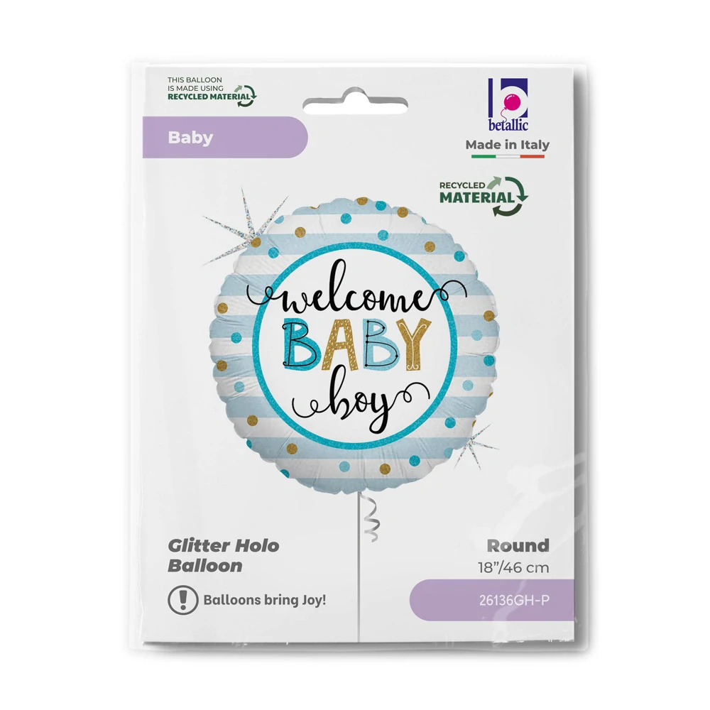 Fóliový balonek kruh Welcome Baby Boy 46 cm
