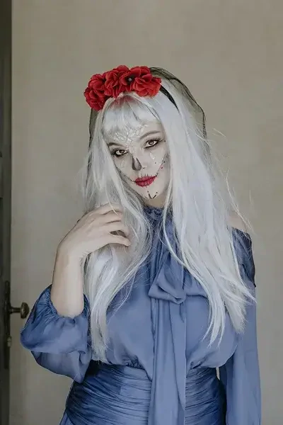 Halloween čelenka růže s černým závojem