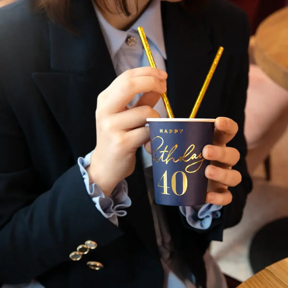 Papírové kelímky 40. narozeniny - Royal blue 6 ks