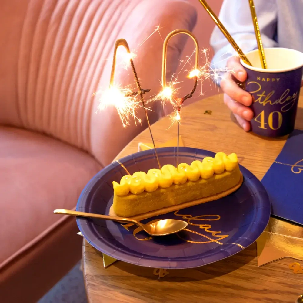Papírové talíře 40. narozeniny 15 cm - Royal blue 6 ks