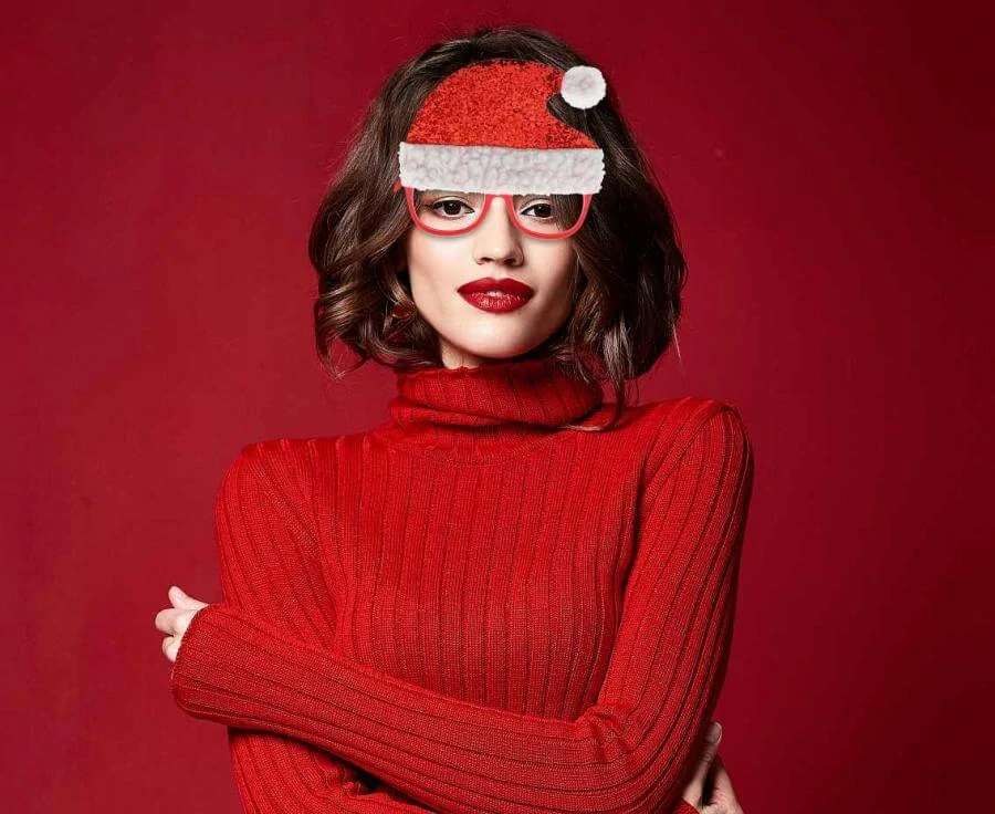 Vánoční party brýle santovská čepice s flitry