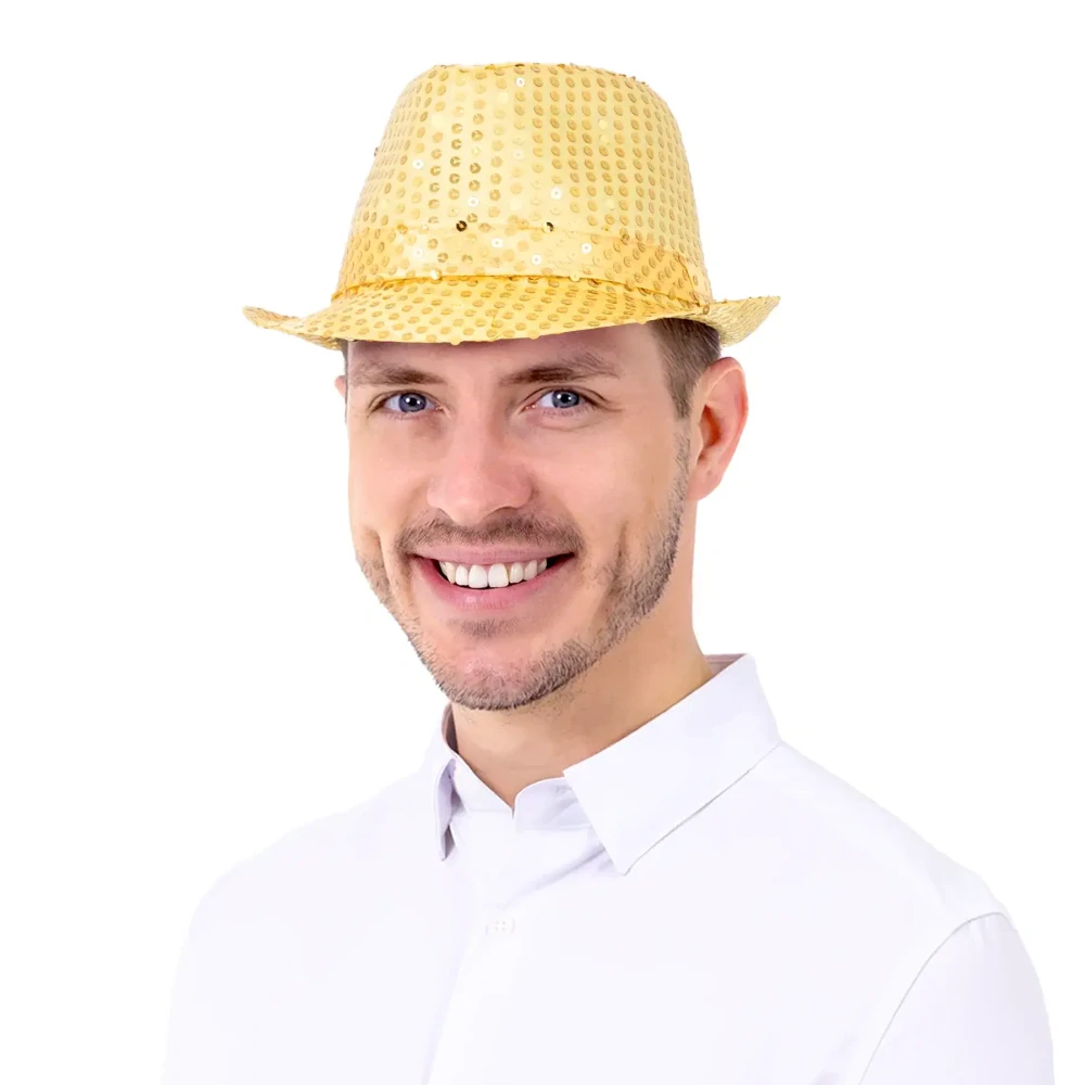 Klobouk zlatý s flitry