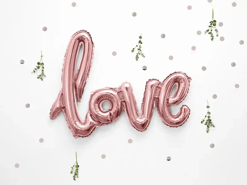 Foliový nápis love v rose gold barvě 73 x 59 cm