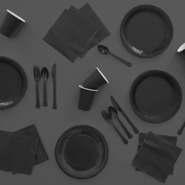 EKO Talíře papírové černé 23 cm 8 ks