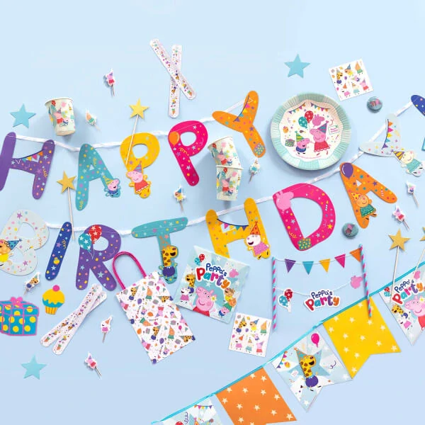Vlaječková girlanda Prasátko Peppa Party 240cm