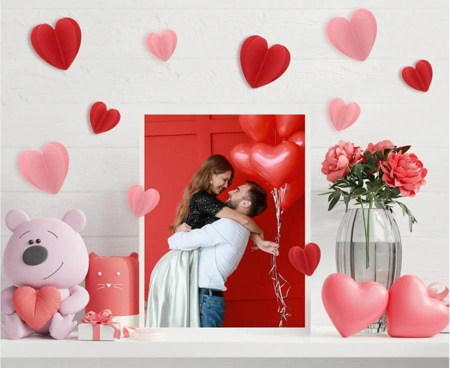 3D samolepky srdíčka - Love is in the Air 12 ks