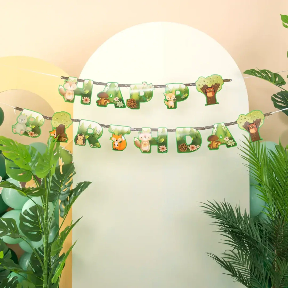 Narozeninový nápis Happy Birthday Lesní kamarádi 2,1 m