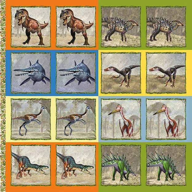 Pexeso v sešitu Dinosauři