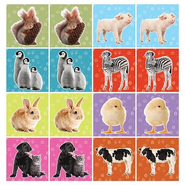 Pexeso v sešitu Zvířátka - Mláďátka