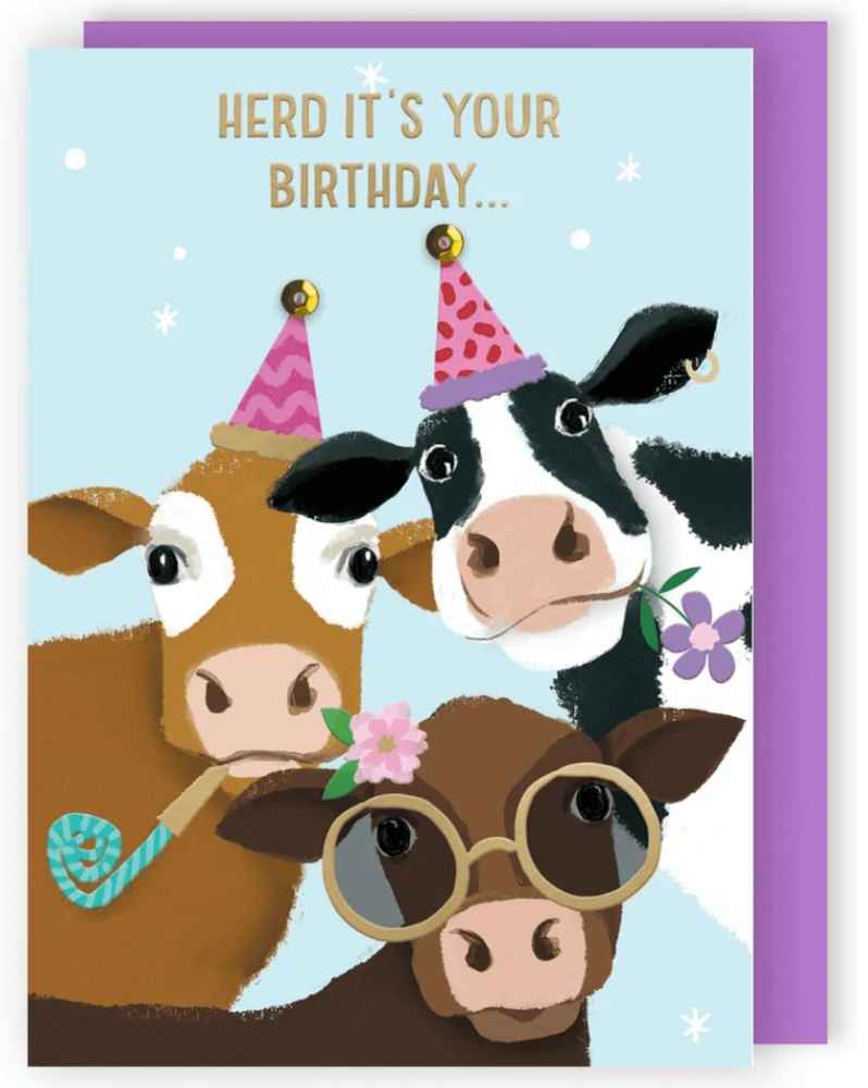 Narozeninové přání party kravičky Herd It's your birthday