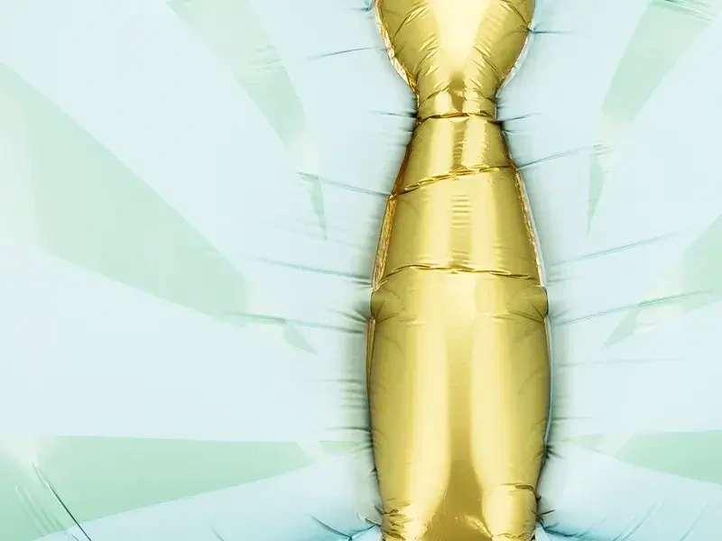 Fóliový balónek pastelový tyrkysový Motýl se zlatým 69 x 69 cm