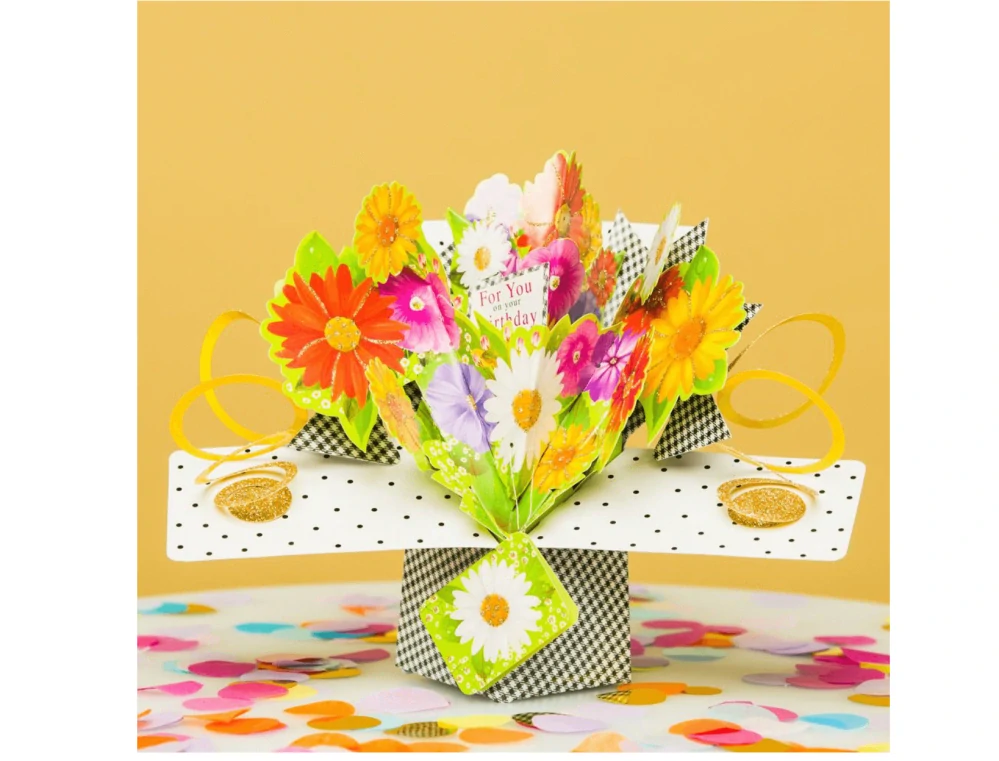 Narozeninové 3D přání Pop Up gerbery