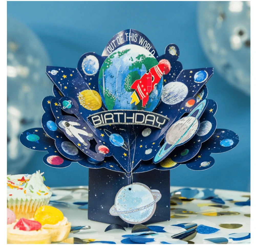 Narozeninové 3D přání Pop Up vesmír