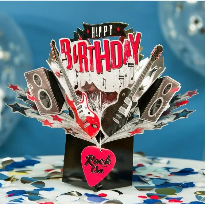 Narozeninové 3D přání Pop Up rock