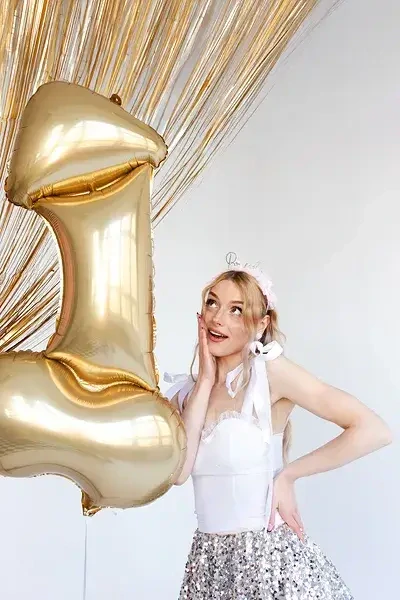 Fóliový balónek zlatý penis 46 x 88 cm