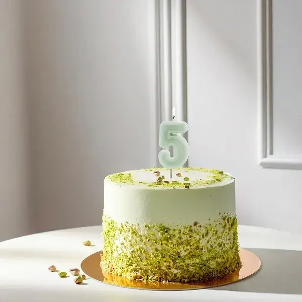 Dortová svíčka číslice světle zelená 5
