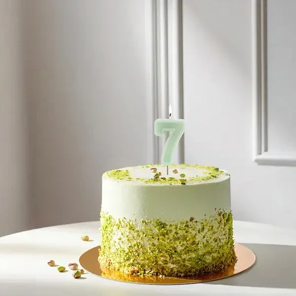 Dortová svíčka číslice světle zelená 7