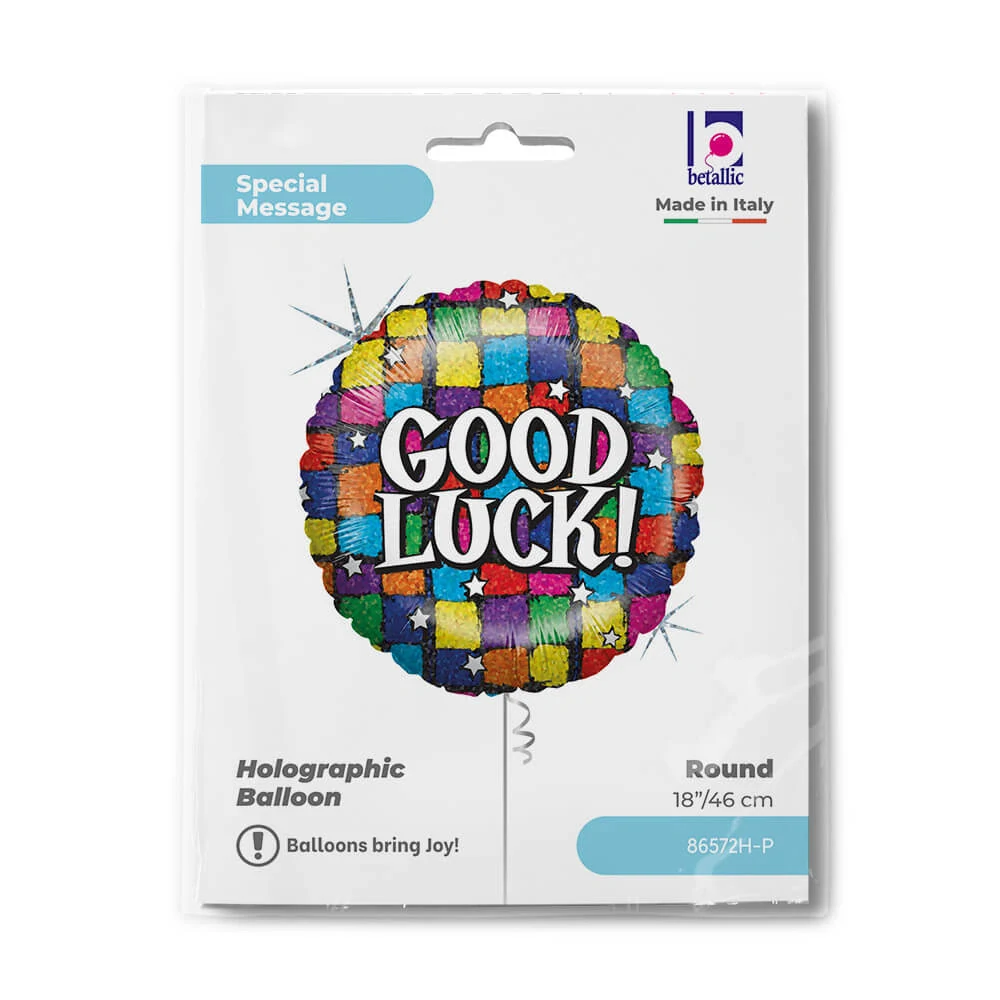 Fóliový balónek Kruh Good Luck kostičky 46 cm