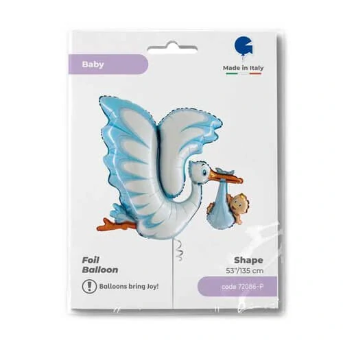 Fóliový balonek Čáp chlapeček 135 cm