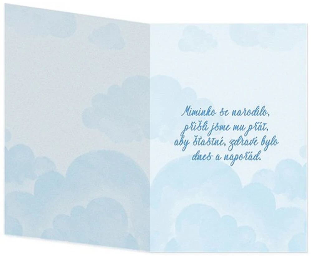 Přání k narození miminka Čáp - chlapeček