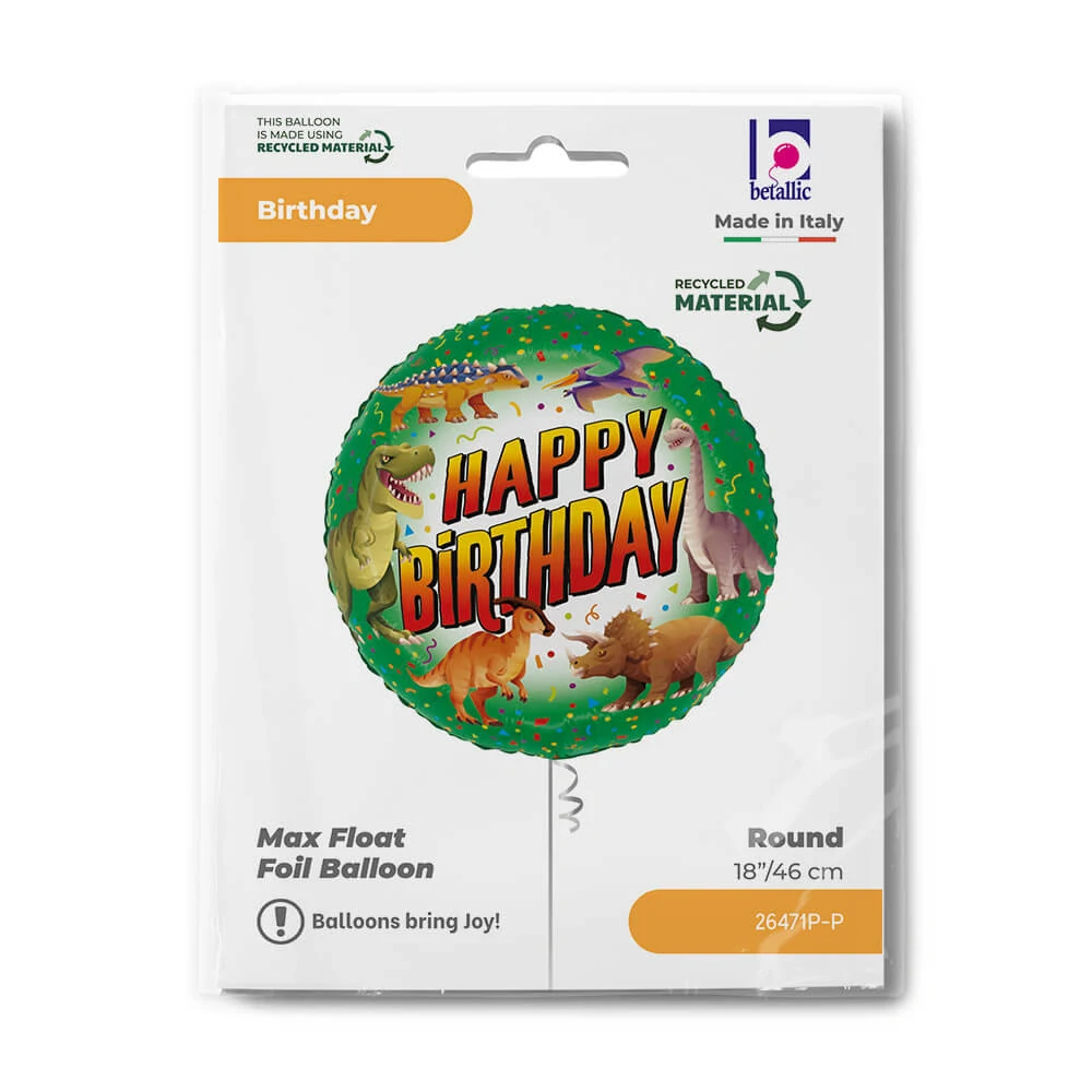 Foliový balonek Happy Birthday dinosaurus 46 cm