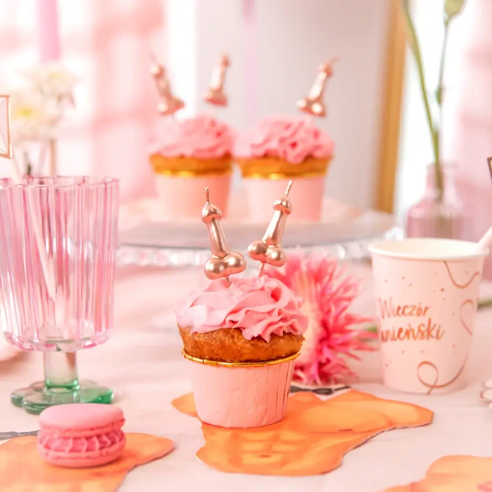 Dortové svíčky penis rosegold 5 ks