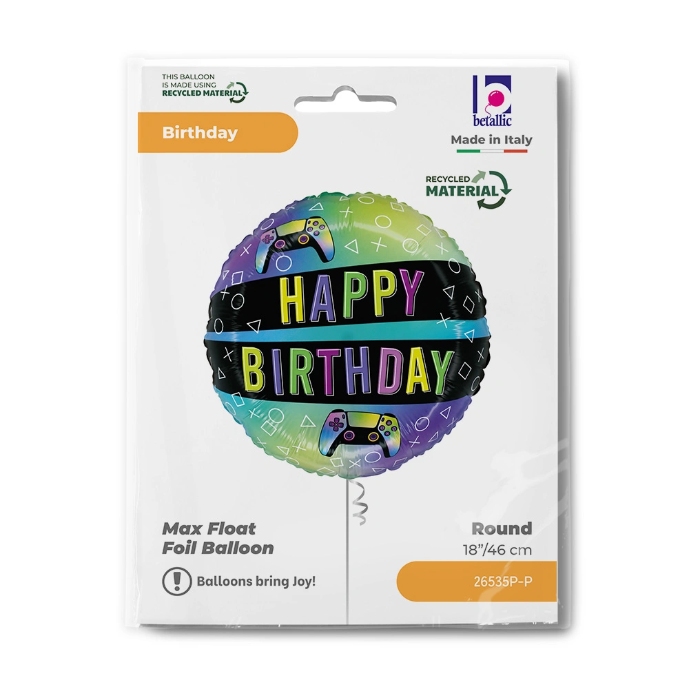 Foliový balonek Happy Birthday videohry 46 cm