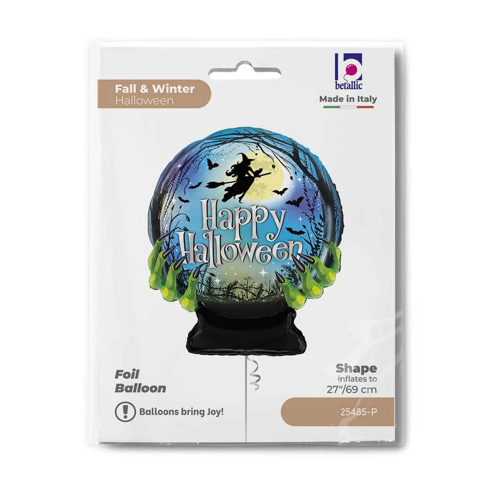 Fóliový balónek Happy Halloween věštecká koule s čarodějnicí 69 cm
