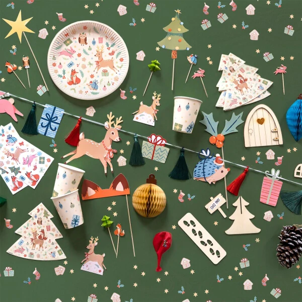 Papírové talíře vánoční les 23 cm 8 ks