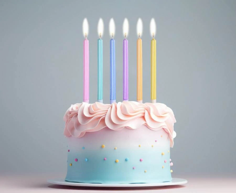 Dortové svíčky s držátky macaron metalické - 6 ks