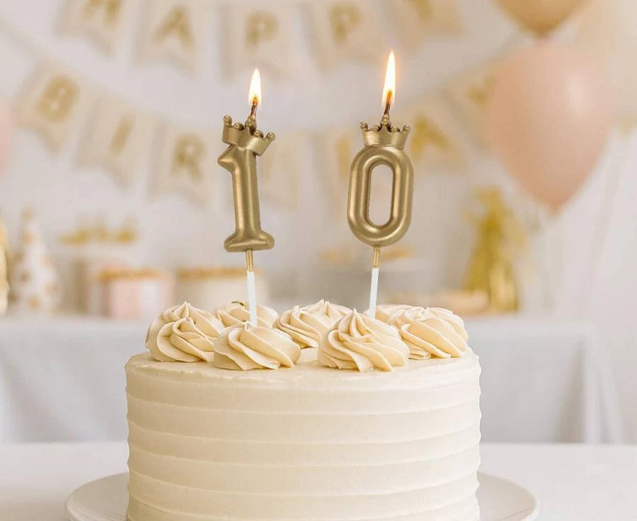 Dortová svíčka číslo 0 zlatá s korunkou