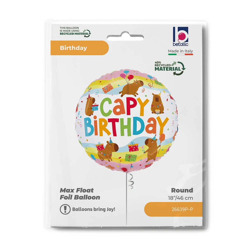 Fóliový balonek Capy Birthday Kapybary 46 cm