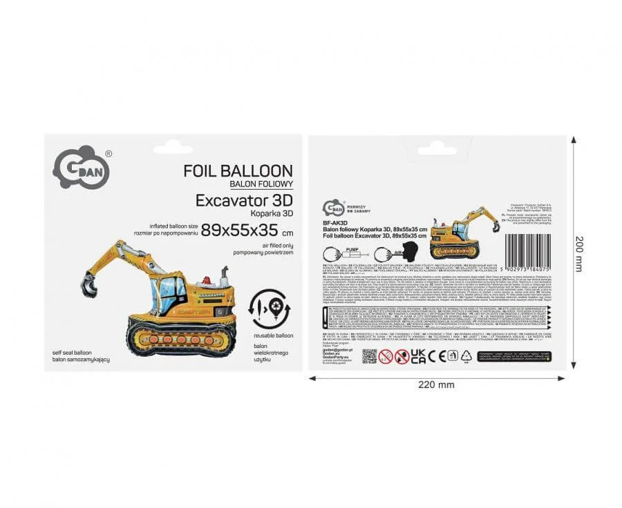 Fóliový balonek Stavební Bagr 89 cm