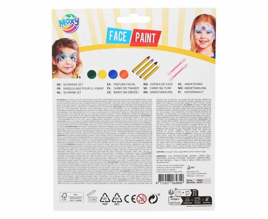 Sada barev a voskovek na obličej a tělo