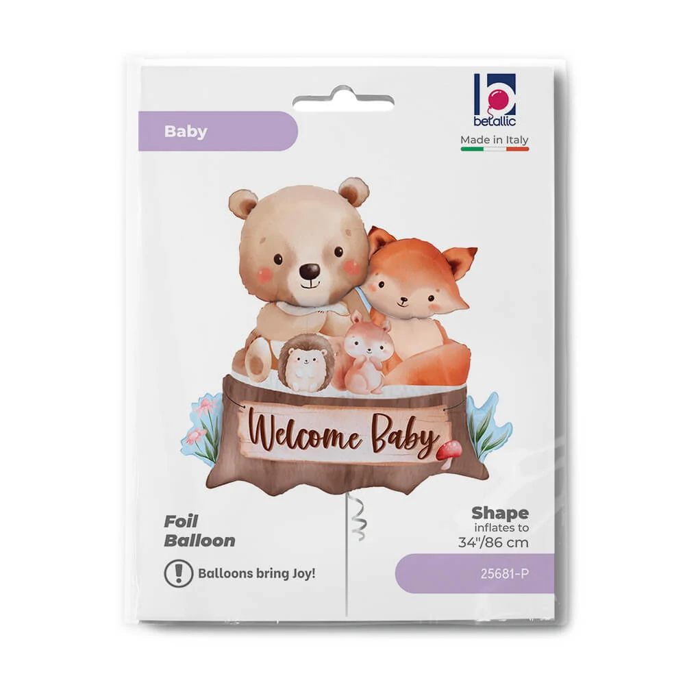 Fóliový balonek Lesní kamarádi Welcome Baby 86 cm