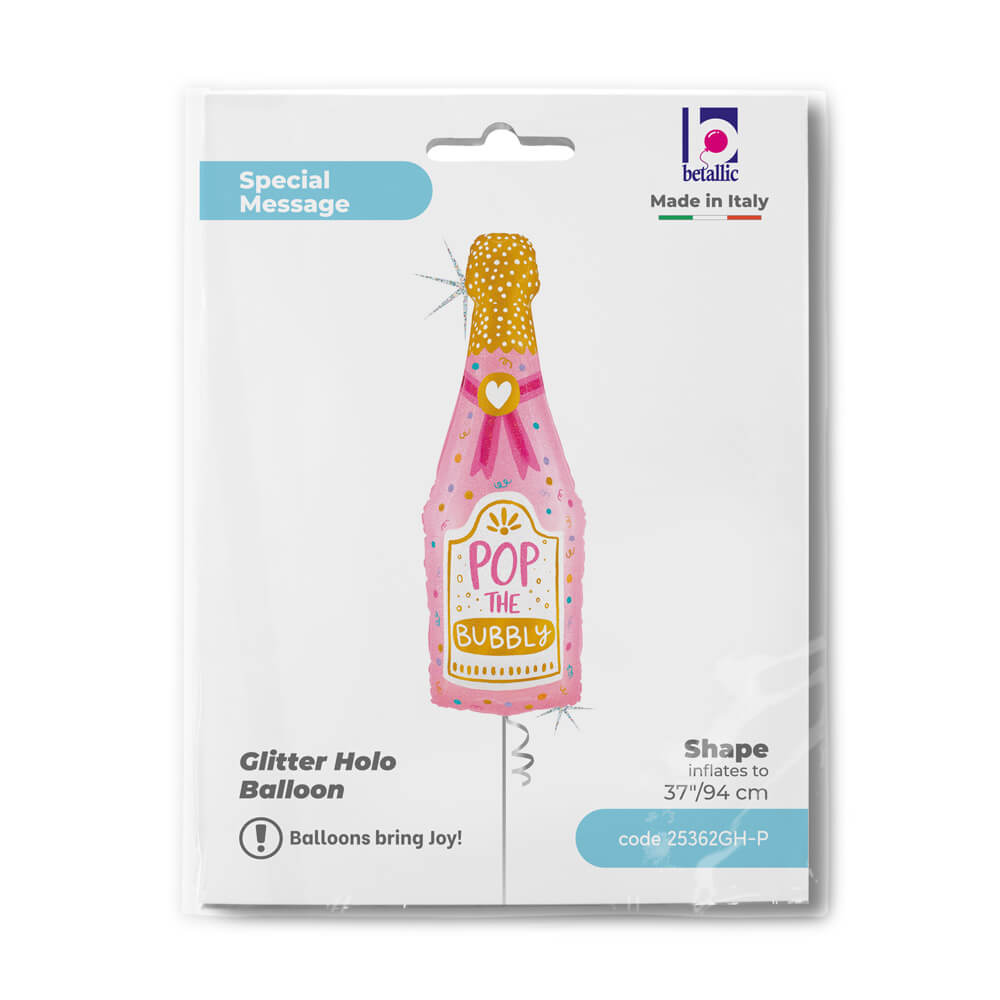 Fóliový balonek Láhev šampaňského růžová Pop the Bubbly 94 cm
