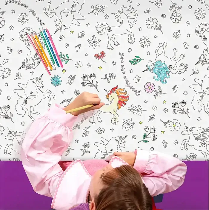 Papírový ubrus omalovánky jednorožci - 120 × 180 cm, 1 ks
