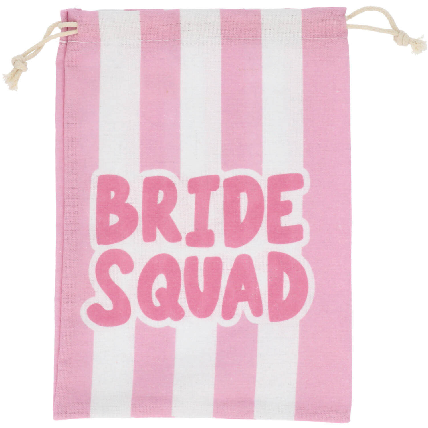 Pruhovaný dárkový vak Bride Squad růžový a bílý