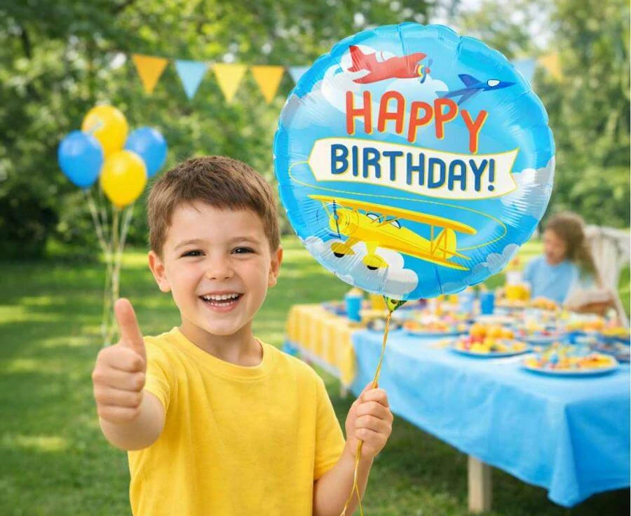 Fóliový balonek Letadla Happy Birthday