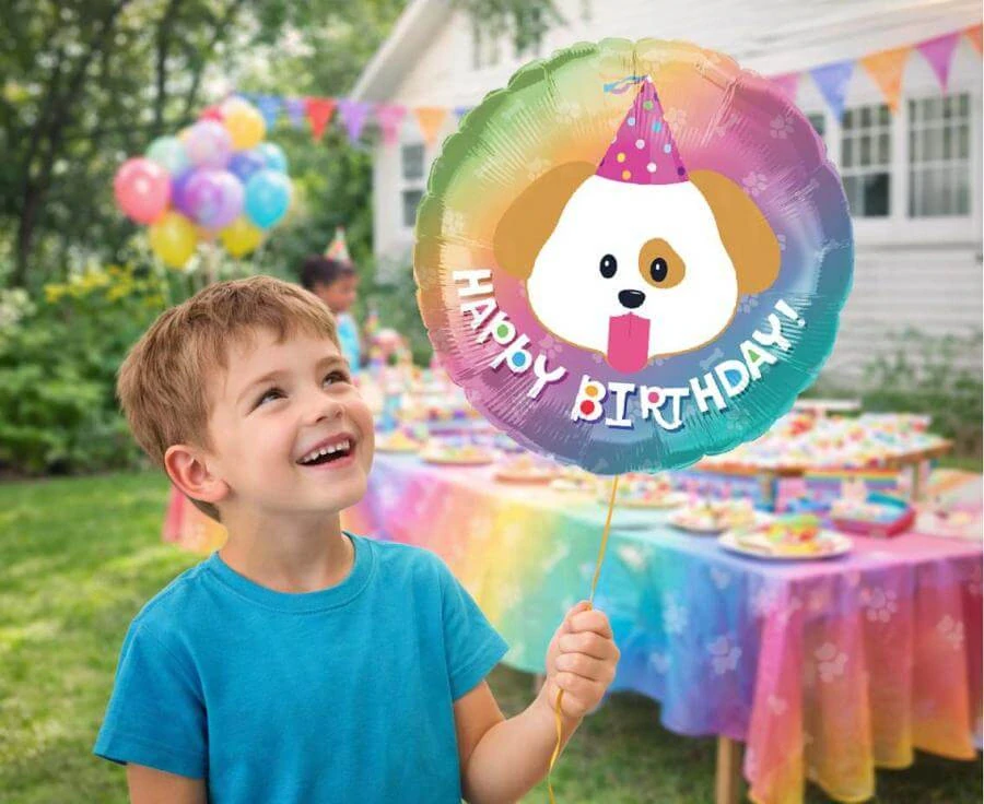 Fóliový balonek pejsek Happy Birthday 46 cm