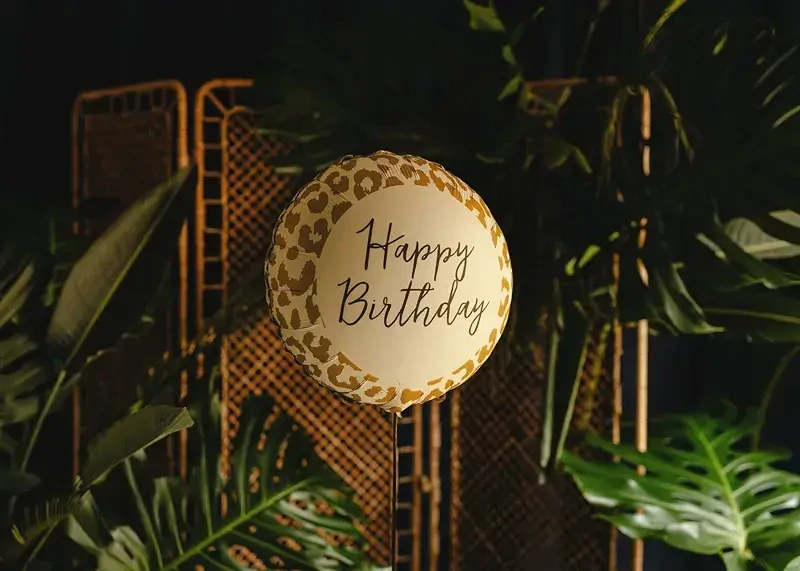 Fóliový balonek Happy Birthday leopardí vzor 45 cm