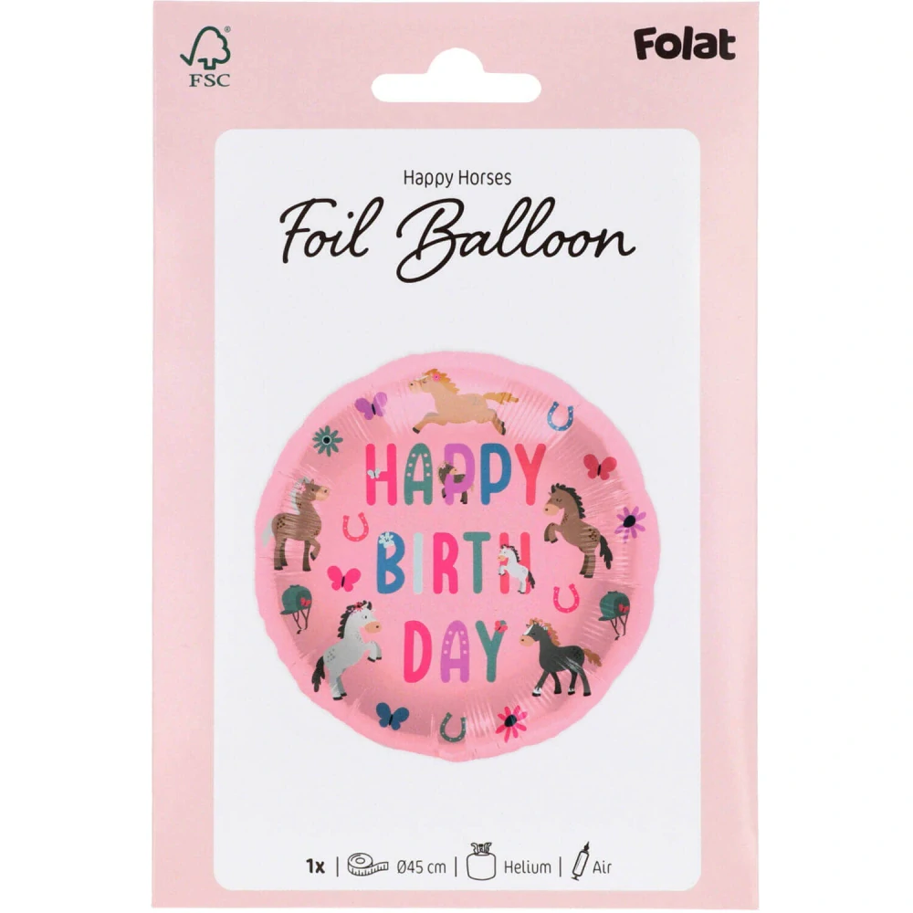 Fóliový balónek Happy Birthday Šťastní koně 45 cm