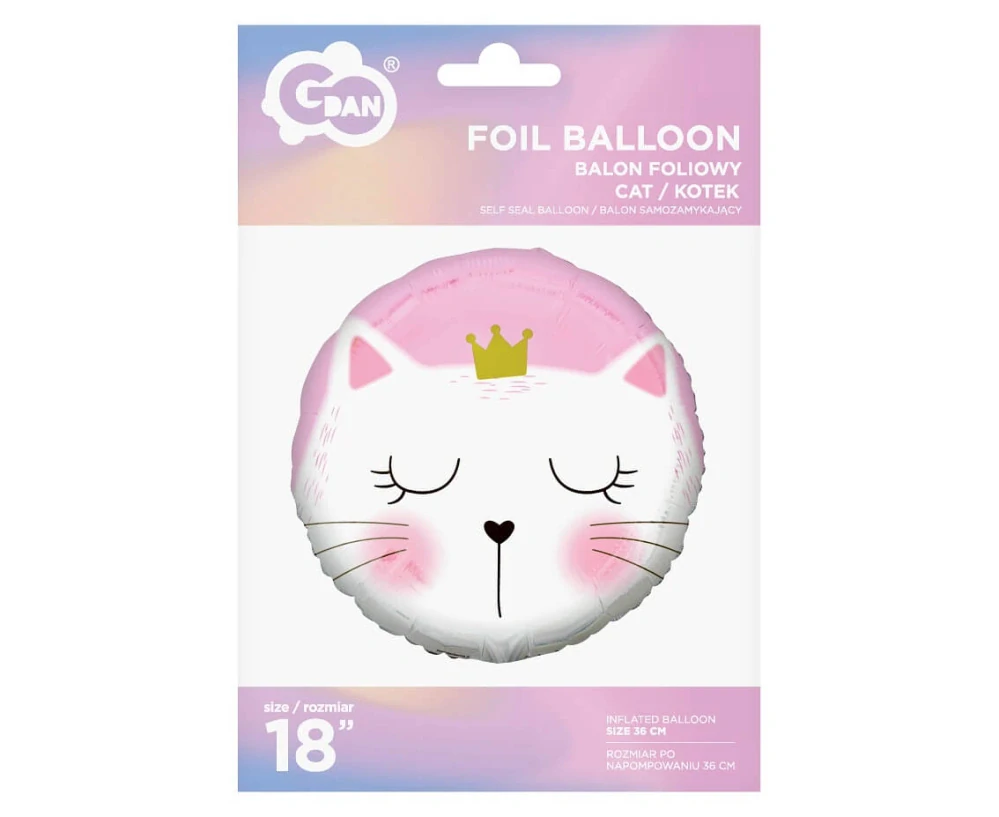 Fóliový balónek Kruh s kočičí princeznou 36 cm