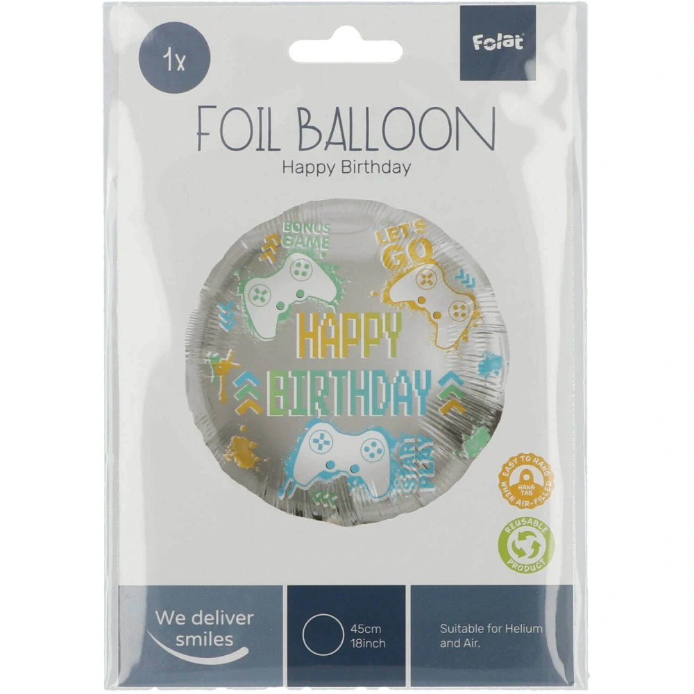 Fóliový balónek Happy Birthday gaming 45 cm