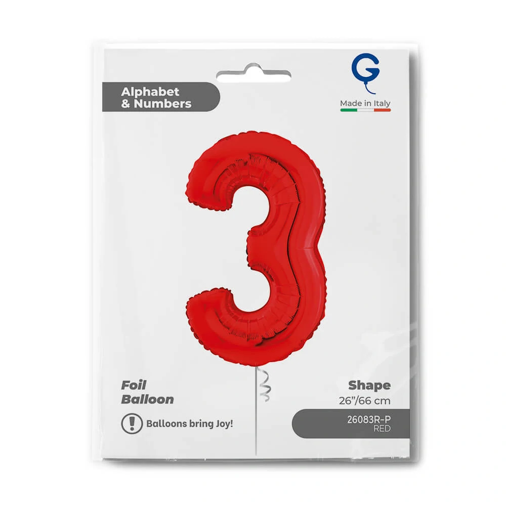 Fóliová číslice Červená 3 - 66 cm